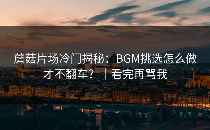 蘑菇片场冷门揭秘：BGM挑选怎么做才不翻车？｜看完再骂我  第1张